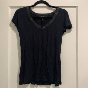 BCBG black shirt sleeve top size small. 100% rayon.